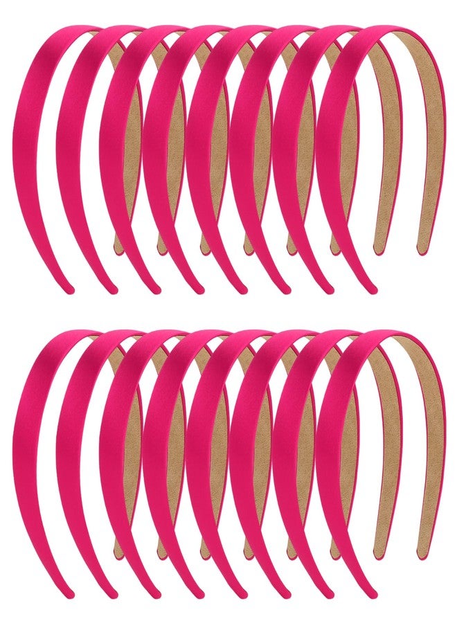 Semato 16 Pcs Hot Pink Headbands for Women and Girls 1 Inch Non-Slip Hair Bands Dseign DIY Craft Hair Accessories - Image 1